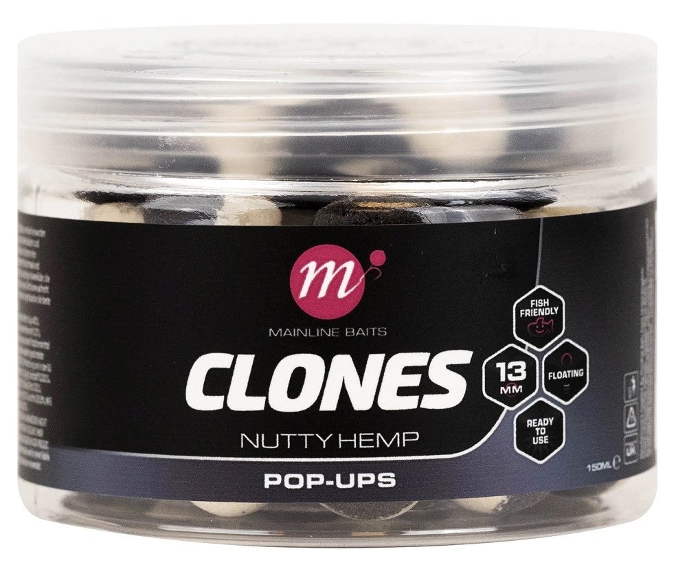 Mainline Plovoucí Boilie Clones Pop Ups Nutty Hemp 13mm 150ml Průměr: 13mm