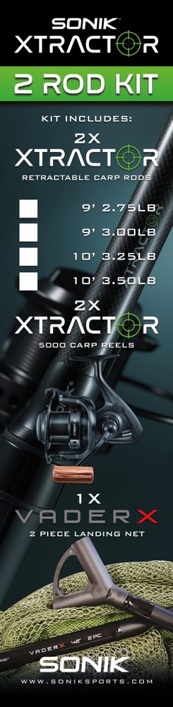 Sonik Pruty s navijáky a podběrákem Xtractor 2 Rod Carp Kit 9' 2